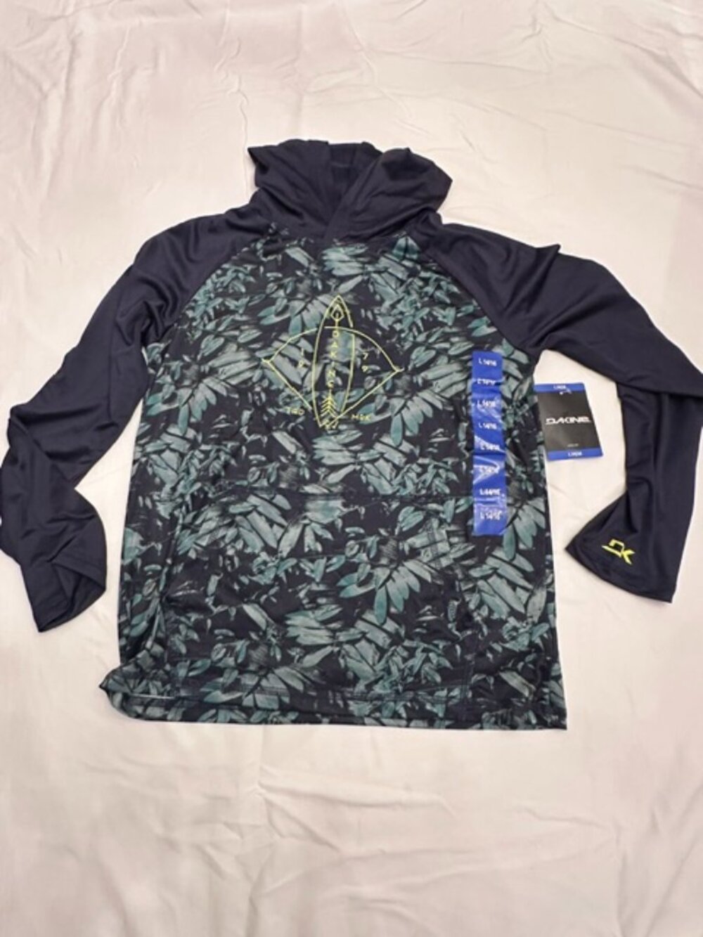 NWT Dakine Boys Floral Performance Rash Guard Hoodie L 14/16 - Picture 1 of 3